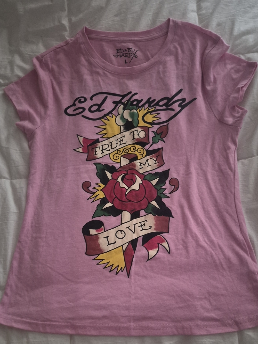Ed Hardy Pink Graphic Tee - True to My Love